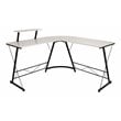 Flash Furniture L-Shaped Steel Metal Computer Gaming Desk in White/Black