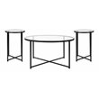 Flash Furniture Greenwich Metal & Glass Coffee Table & 2 End Tables Set in Black