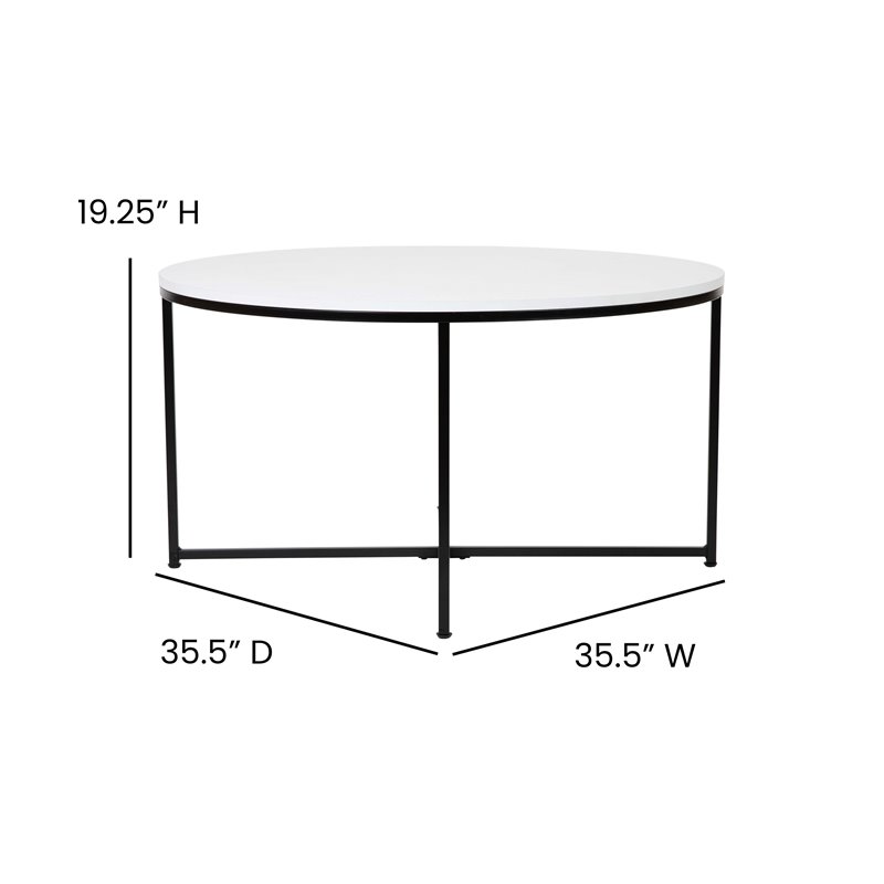 Flash Furniture Hampstead Metal Coffee Table & 2 End Tables Set in White/Black