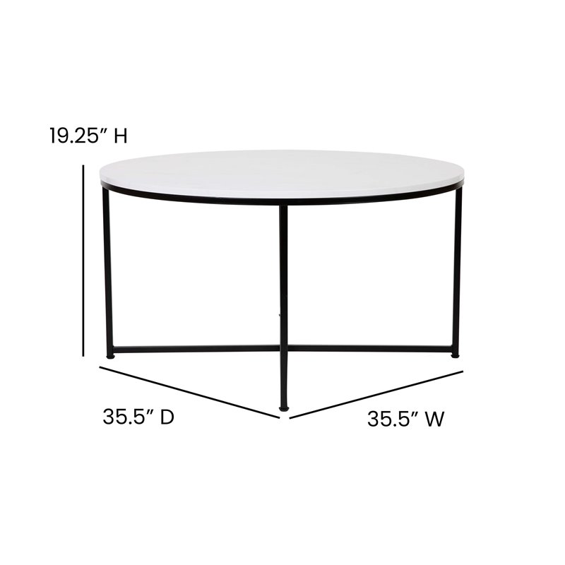 Flash Furniture Hampstead Metal Coffee Table and 2 End Tables in White/Black