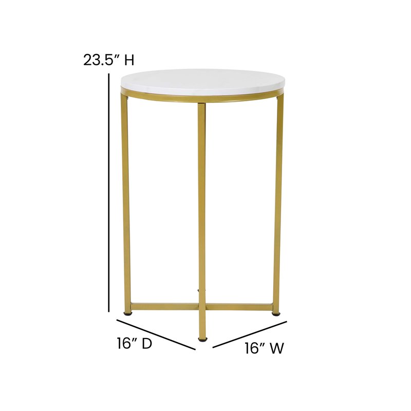 Flash Furniture Hampstead Metal Coffee Table and 2 End Tables in White/Gold