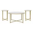Flash Furniture Hampstead Metal Coffee Table and 2 End Tables in White/Gold