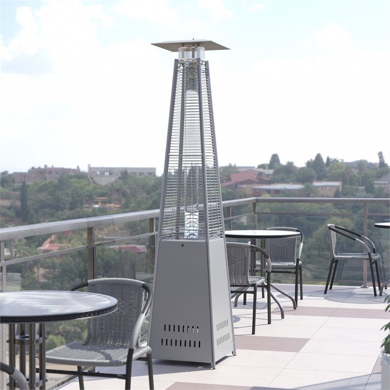 Flash Furniture 42000 BTU's Metal Round Outdoor Patio Heater in Silver