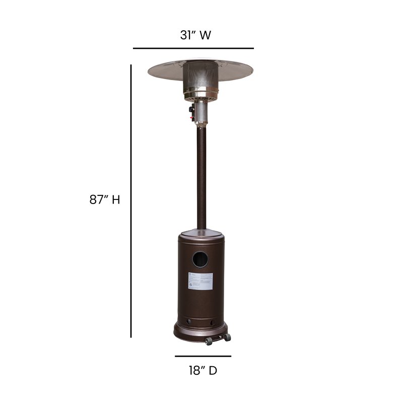 Flash Furniture 40000 BTU's Metal Round Outdoor Patio Heater in Bronze