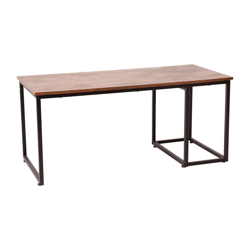 Flash Furniture Emerson 2 Piece Metal Nesting Coffee Tables in Walnut/Black