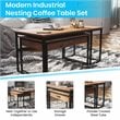 Flash Furniture Emerson 2 Piece Metal Nesting Coffee Tables in Walnut/Black
