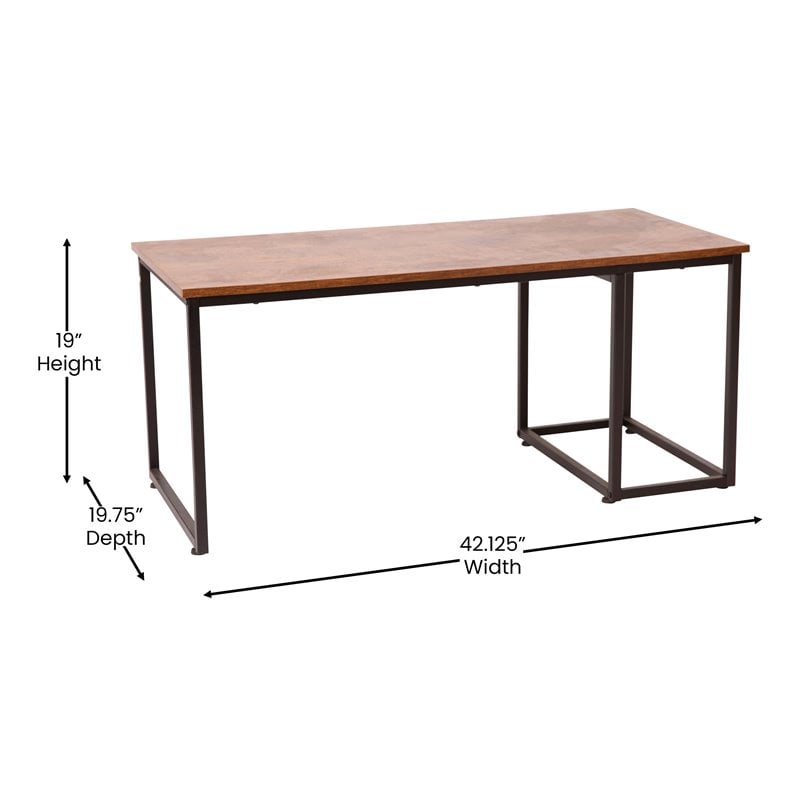 Flash Furniture Emerson 2 Piece Metal Nesting Coffee Tables in Walnut/Black