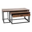 Flash Furniture Emerson 2 Piece Metal Nesting Coffee Tables in Walnut/Black
