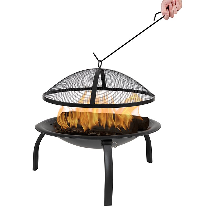 Flash Furniture Foldable Iron Metal Outdoor Burning Portable Firepit in Black