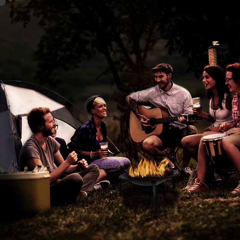 Flash Furniture Foldable Iron Metal Outdoor Burning Portable Firepit in Black