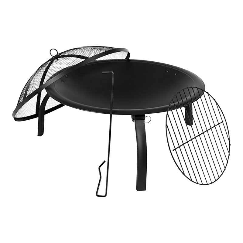 Flash Furniture Foldable Iron Metal Outdoor Burning Portable Firepit in Black