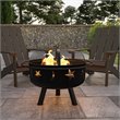 Flash Furniture Round Iron Metal Burning Star and Moon Firepit in Black