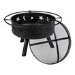 Flash Furniture Round Iron Metal Burning Star and Moon Firepit in Black