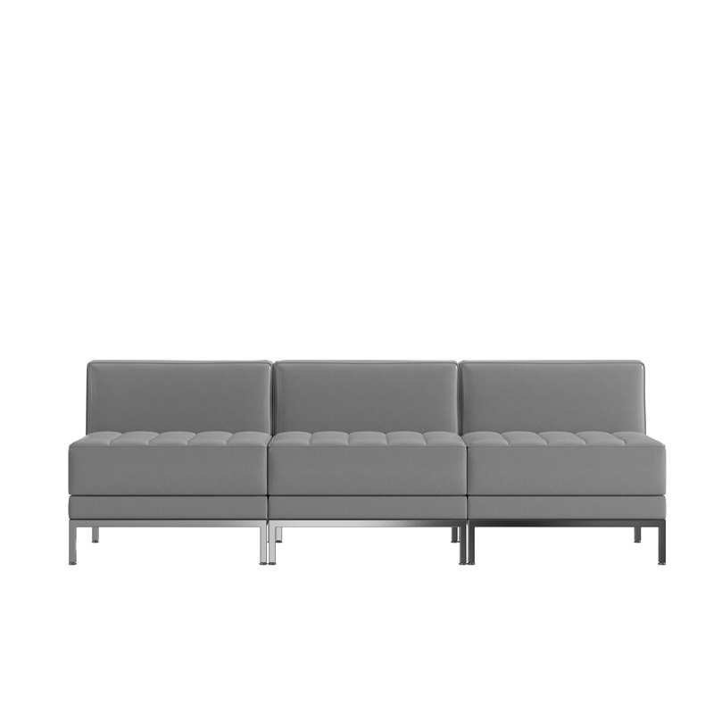 Flash Furniture 3 Piece Gray LeatherSoft Modular Lounge Set with Ganging Clips