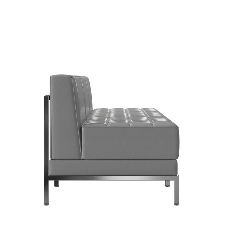 Flash Furniture 3 Piece Gray LeatherSoft Modular Lounge Set with Ganging Clips