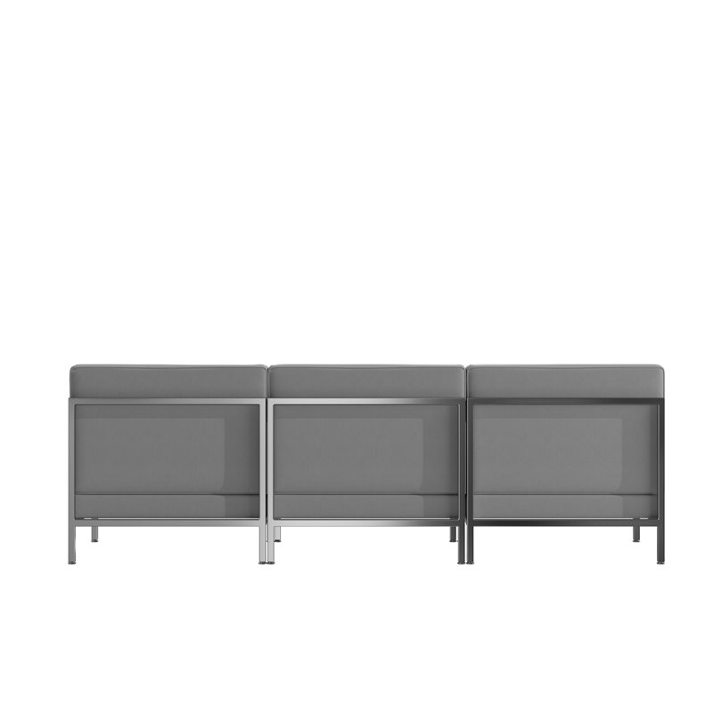 Flash Furniture 3 Piece Gray LeatherSoft Modular Lounge Set with Ganging Clips