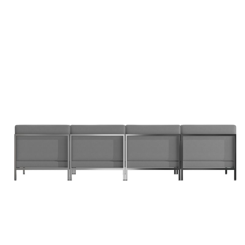 Flash Furniture 4 Piece Gray LeatherSoft Modular Lounge Set with Ganging Clips