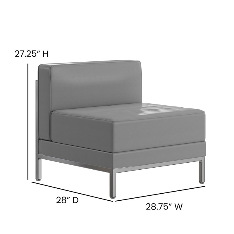 Flash Furniture Contemporary Gray LeatherSoft Middle Chair