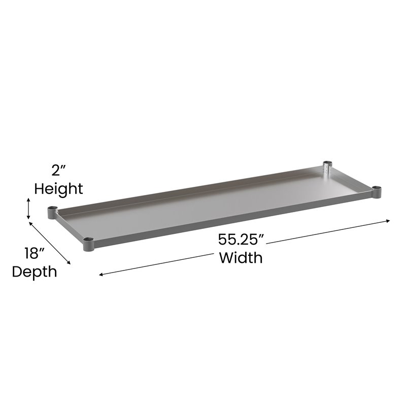 Flash Furniture Metal Galvanized Work Table Shelf for 24 x 60 Table in Gray