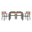 Flash Furniture 5PC Aluminum Patio Dining Set with Umbrella Hole in Brown