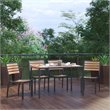 Flash Furniture 5 Piece Metal Patio Table with 4 Chairs Set in Teak Brown/Black