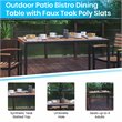 Flash Furniture 5 Piece Metal Patio Table with 4 Chairs Set in Teak Brown/Black