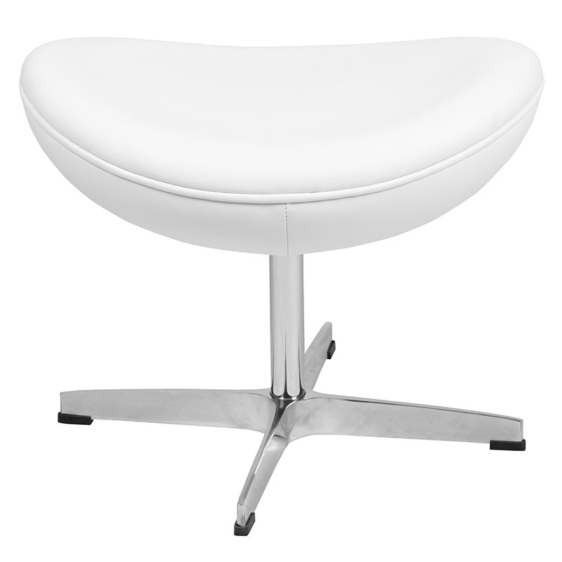 Flash Furniture LeatherSoft And Fiberglass Saddle Ottoman in White