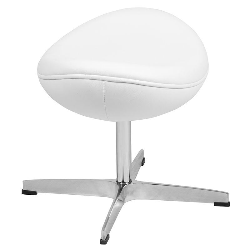 Flash Furniture LeatherSoft And Fiberglass Saddle Ottoman in White