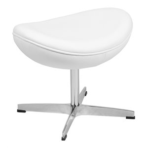 Flash Furniture LeatherSoft And Fiberglass Saddle Ottoman in White