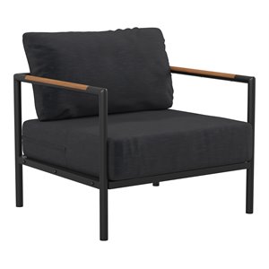 Flash Furniture Fabric and Wood Patio Chair with Cushions in Charcoal/Black