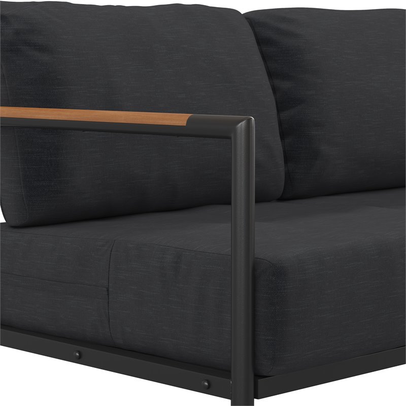 Flash Furniture Fabric Patio Loveseat with Cushions in Charcoal/Black