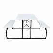 Flash Furniture Insta-Fold Metal Folding Picnic Table and Bench Set in White