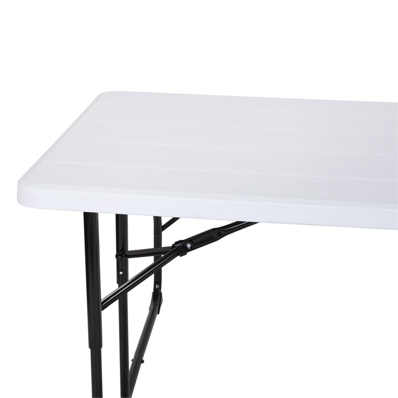 Flash Furniture Insta-Fold Metal Folding Picnic Table and Bench Set in White