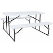 Flash Furniture Insta-Fold Metal Folding Picnic Table and Bench Set in White