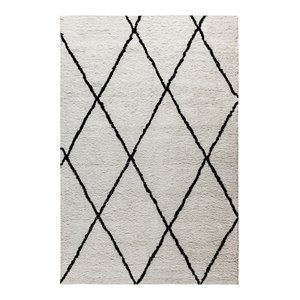 Flash Furniture 62&quot x 89&quot Diamond Trellis Fabric Area Rug in Ivory/Black