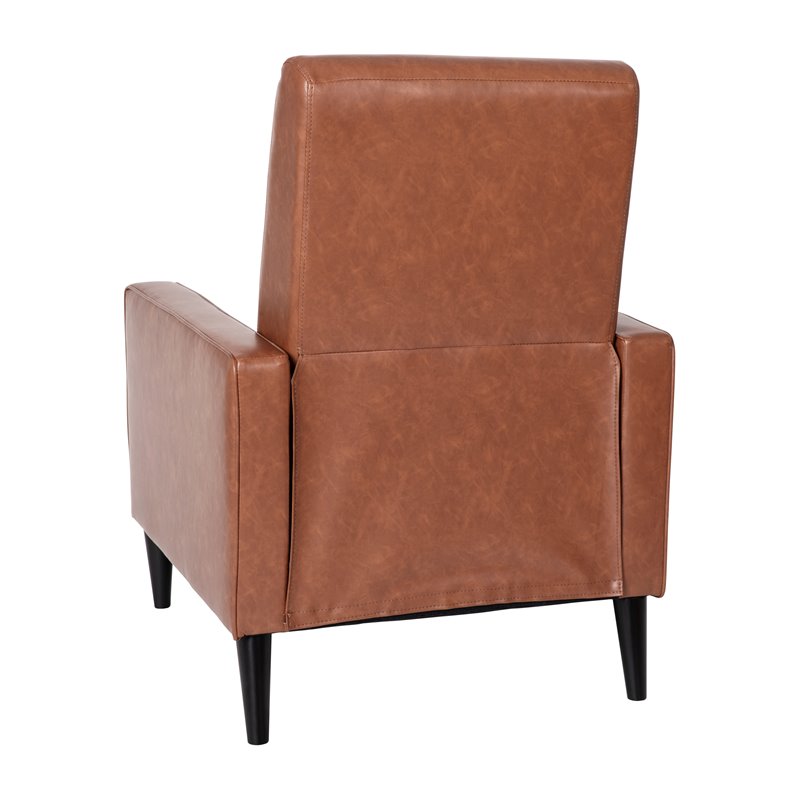 Flash Furniture Upholstery LeatherSoft & Wood Pushback Recliner in Cognac Brown