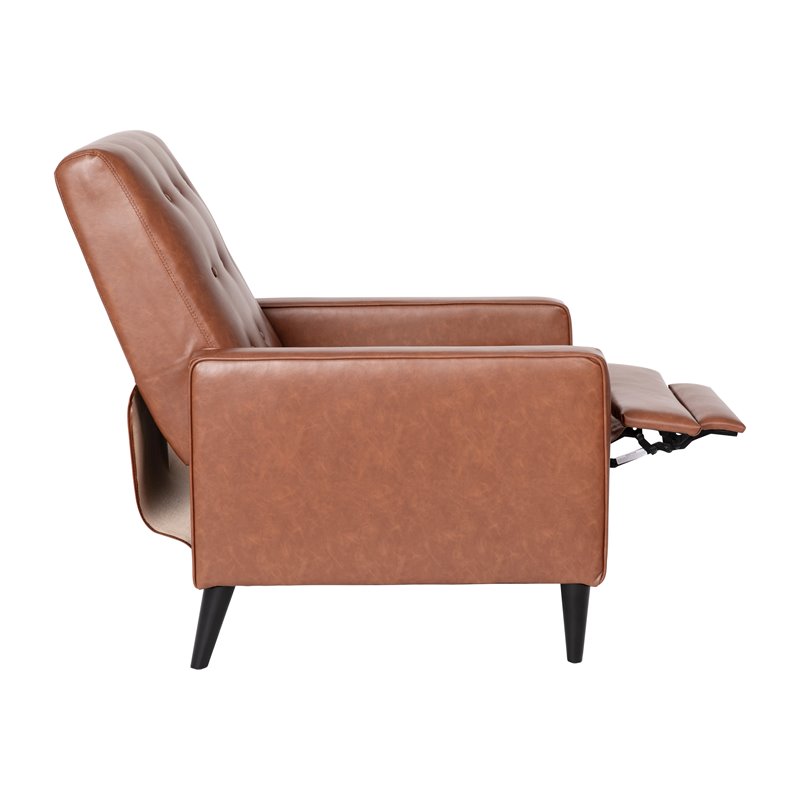Flash Furniture Upholstery LeatherSoft & Wood Pushback Recliner in Cognac Brown