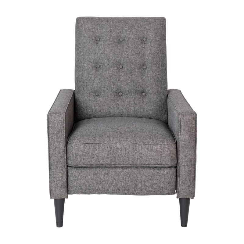 Flash Furniture Upholstery Fabric Pushback Recliner w/Button Tufted Back in Gray
