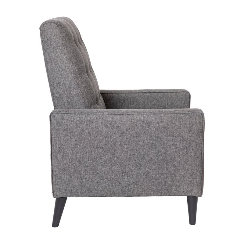 Flash Furniture Upholstery Fabric Pushback Recliner w/Button Tufted Back in Gray