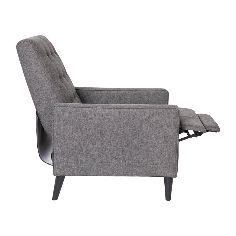 Flash Furniture Upholstery Fabric Pushback Recliner w/Button Tufted Back in Gray