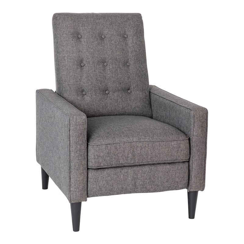 Flash Furniture Upholstery Fabric Pushback Recliner w/Button Tufted Back in Gray