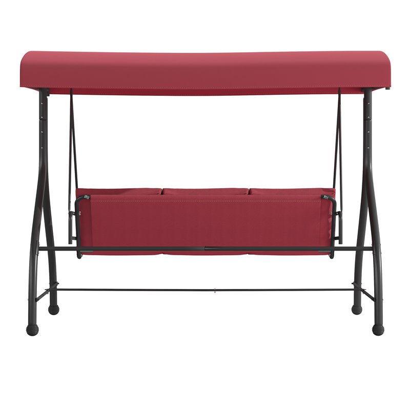 Flash Furniture Metal Patio Swing and Bed Canopy Hammock in Maroon Red