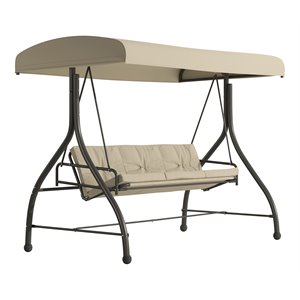 flash furniture steel metal patio swing and bed canopy hammock in tan