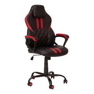 Flash Furniture LeatherSoft Gaming Chair with Diamond Stitching in Black/Red