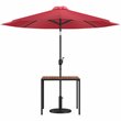 Flash Furniture Steel Metal Patio Table and Umbrella with Base in Red