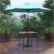 Flash Furniture Steel Metal Patio Table and Umbrella with Base in Blue