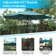 Flash Furniture Steel Metal Patio Table and Umbrella with Base in Blue
