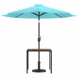 Flash Furniture Steel Metal Patio Table and Umbrella with Base in Blue