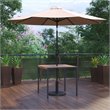 Flash Furniture Steel Metal Patio Table and Umbrella with Base in Tan