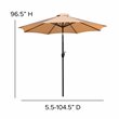 Flash Furniture Steel Metal Patio Table and Umbrella with Base in Tan